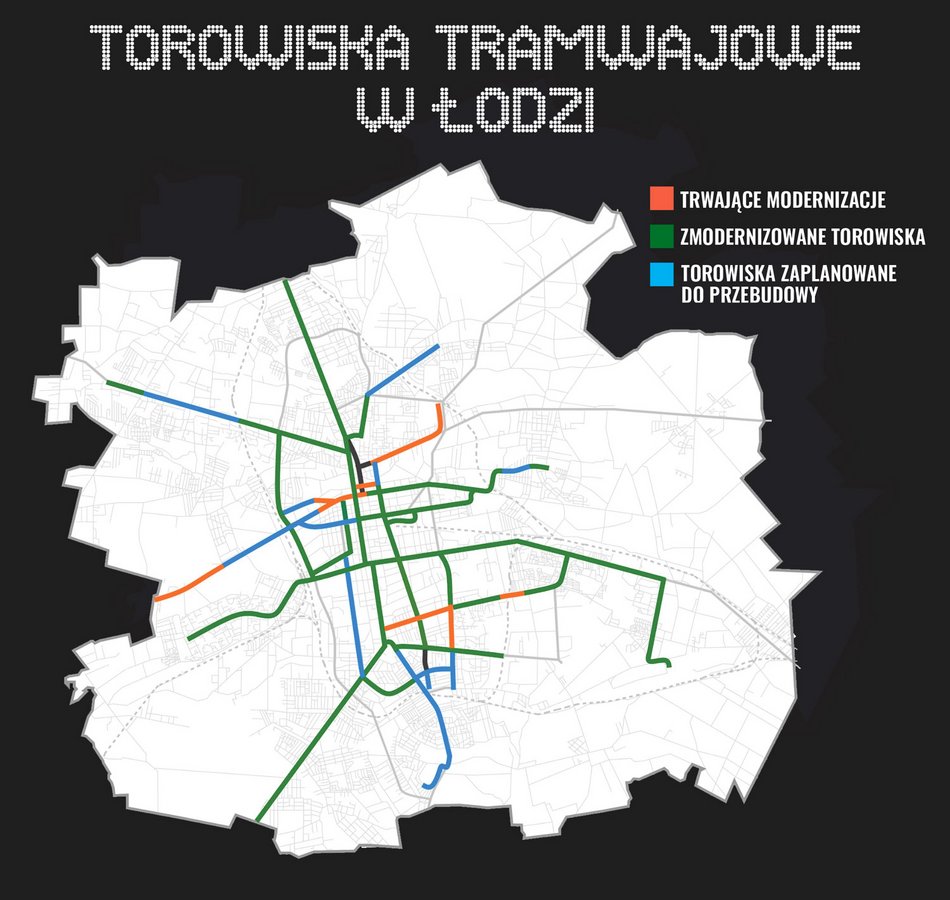 Torowiska tramwajowe w Łodzi