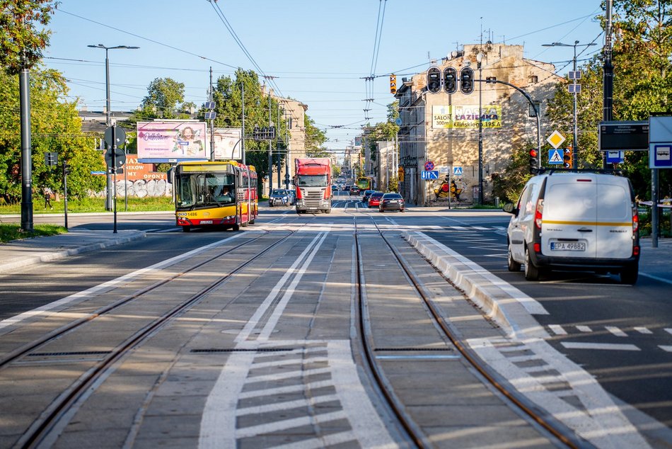 Skrzyżowanie Przybyszewskiego z Kilińskiego otwarte