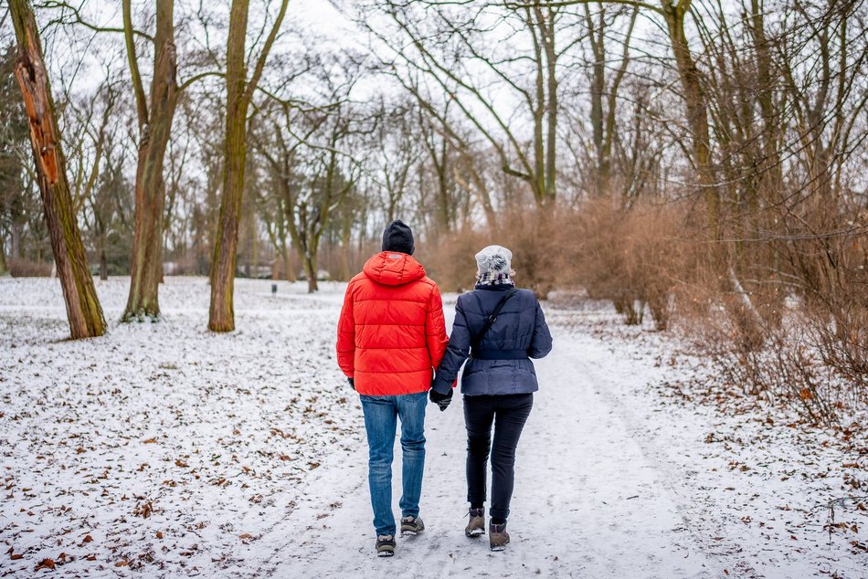 Park Poniatowskiego w zimowej szacie