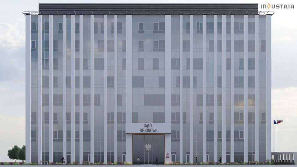 Łódź. Nowa siedziba Sądów Rejonowych. Wielka budowa na placu Hallera