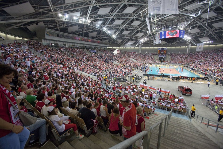 Trybuny Atlas Areny podczas meczu siatkówki