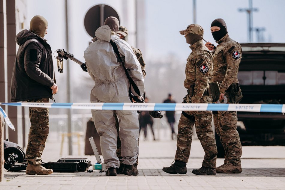 Ćwiczenia służb specjalnych na stadionie im. Władysława Króla w Łodzi