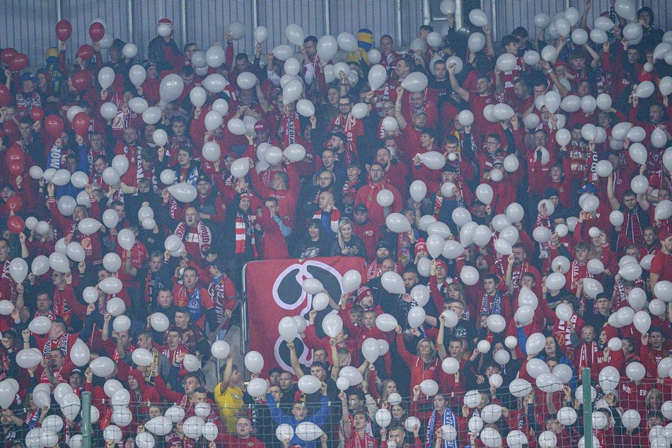 Kibice na meczu Widzewa Łódź z Górnikiem Zabrze