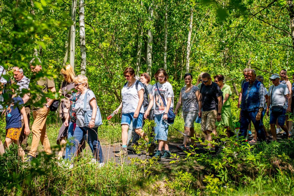 grupa ludzi spaceruje w naturze