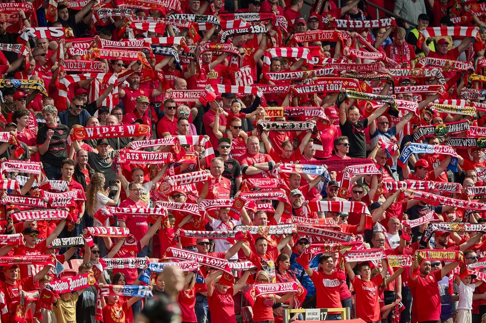 Kibice na meczu Widzewa Łódź