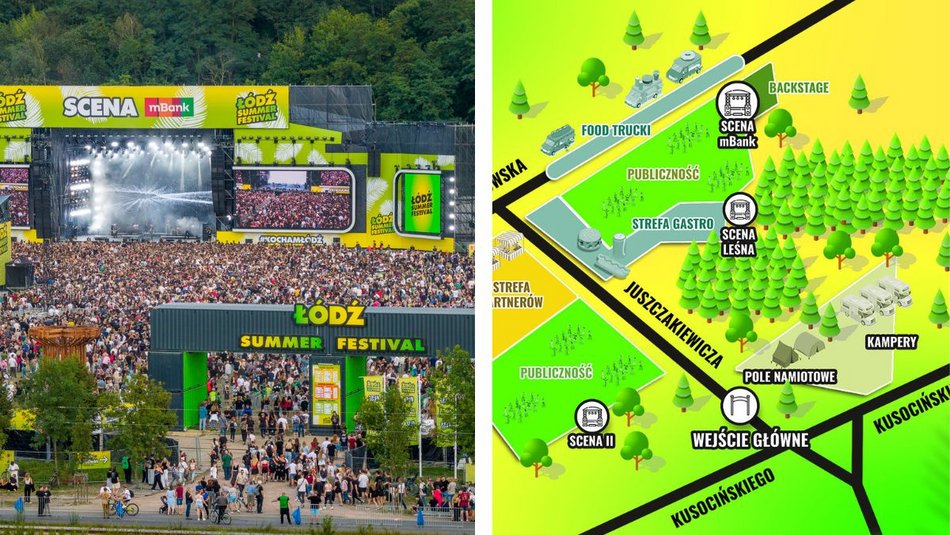 Łódź. Mapa Łódź Summer Festival 2026. Dwie duże sceny i największa edycja w historii!