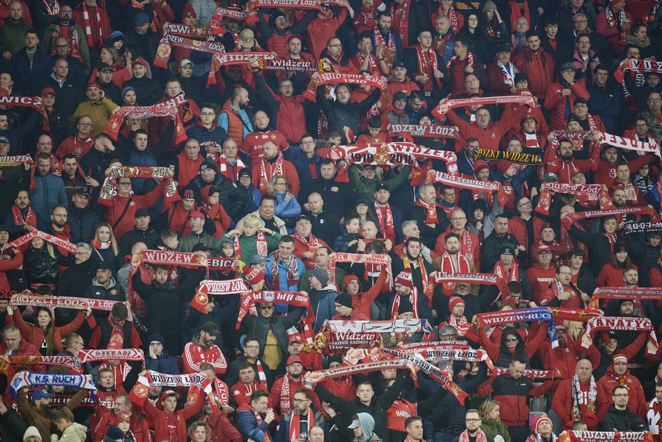 Kibice na meczu Widzew Łódź – Warta Poznań