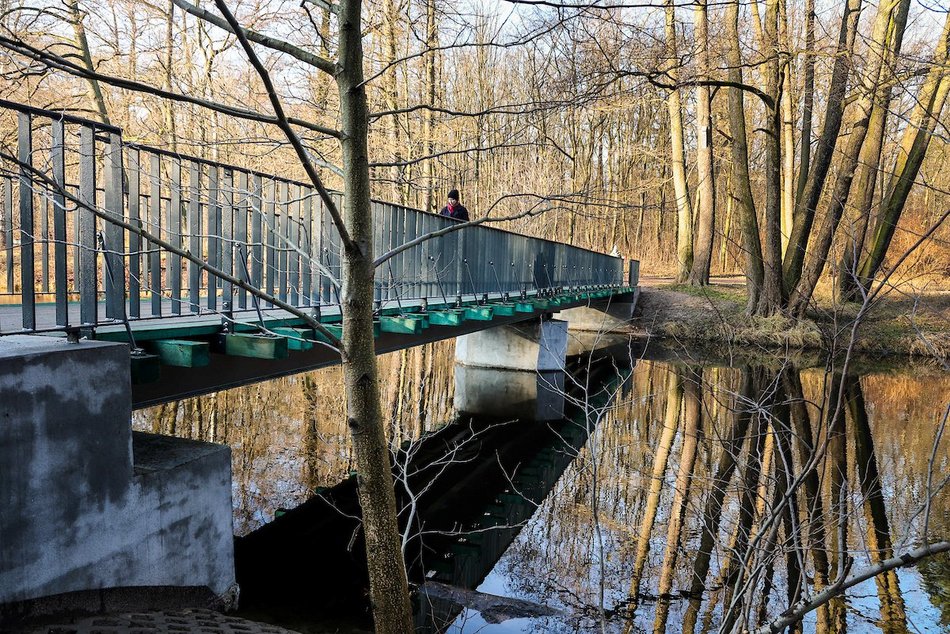 Łódź. Nowa kładka w parku Julianowskim