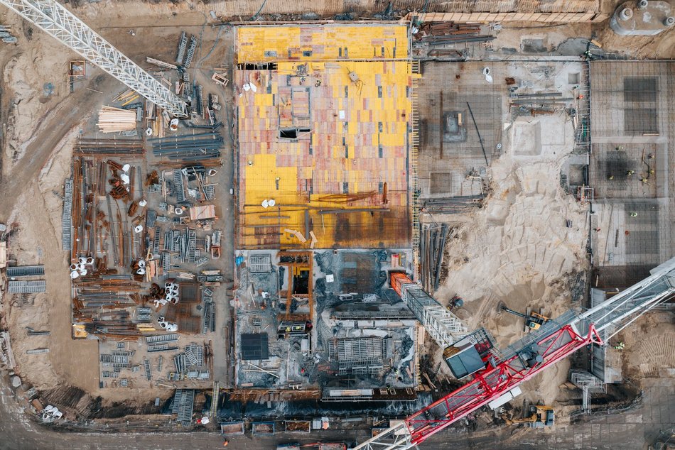 Łódź. Nowa siedziba Sądów Rejonowych. Wielka budowa na placu Hallera