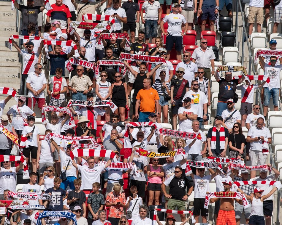 Kibice na meczu ŁKS Łódź - Pogoń Szczecin