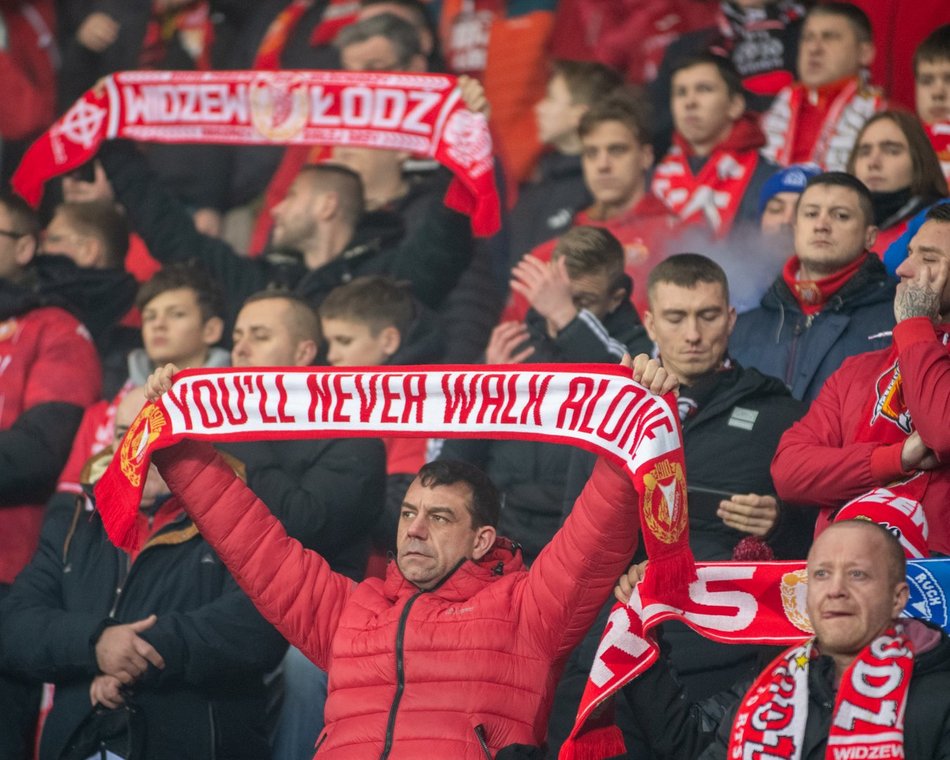 Kibice na meczu Widzew Łódź - Raków Częstochowa