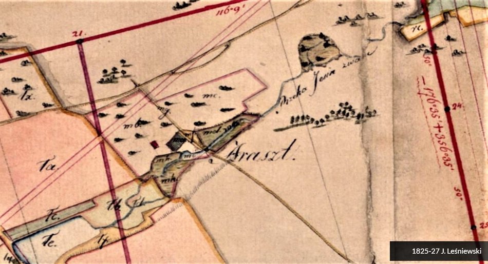 Archiwalna mapa podsiadła wodno-fabrycznego Araszt