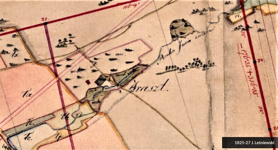 Archiwalna mapa podsiadła wodno-fabrycznego Araszt