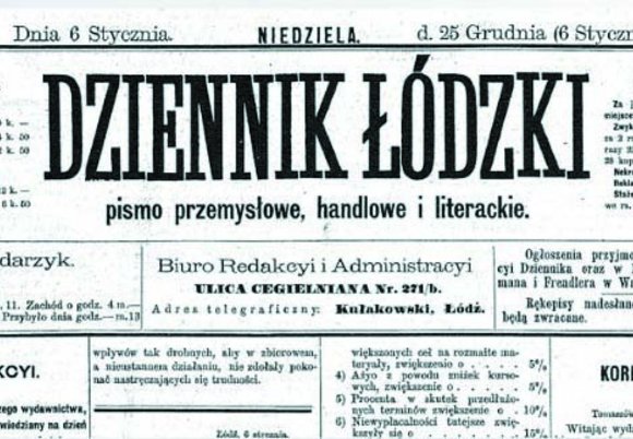 Winieta pierwszego numeru „Dziennika Łódzkiego” z 6 stycznia 1884 r.