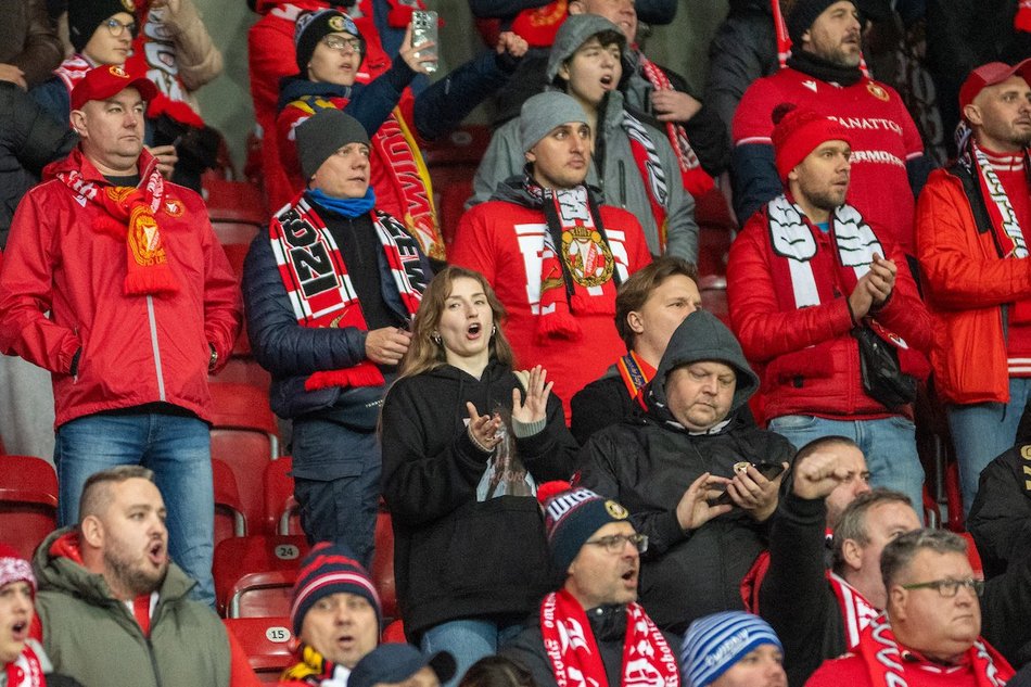 Kibice na meczu Widzewa Łódź z Radomiakiem Radom