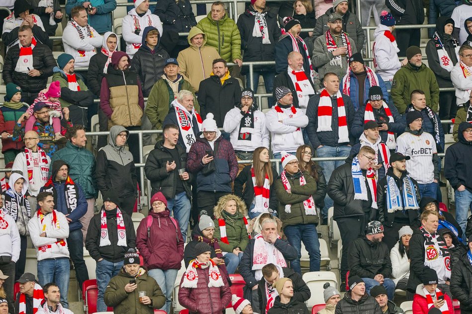 Kibice na meczu ŁKS Łódź - Lech Poznań