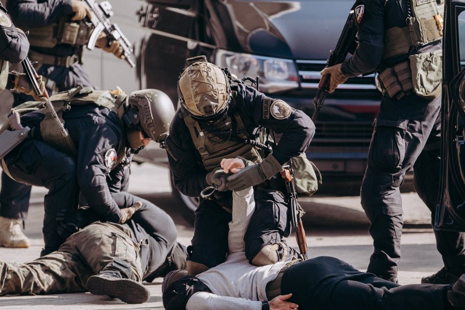 Ćwiczenia służb specjalnych na stadionie im. Władysława Króla w Łodzi