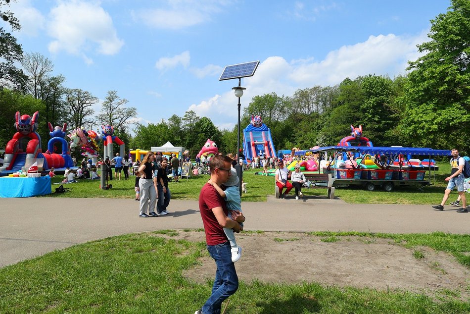 Łódź. Piknik na Młynku w Łodzi. Dmuchańce, alpaki, gigantyczne kręgle i rowery wodne