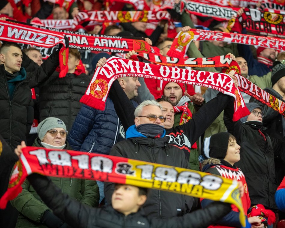 Kibice na meczu Widzew Łódź - Raków Częstochowa