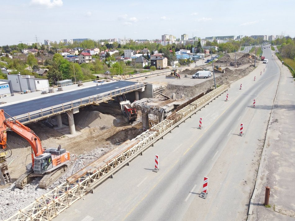 Budowa wiaduktów ul. Przybyszewskiego - zdjęcia z lotu ptaka