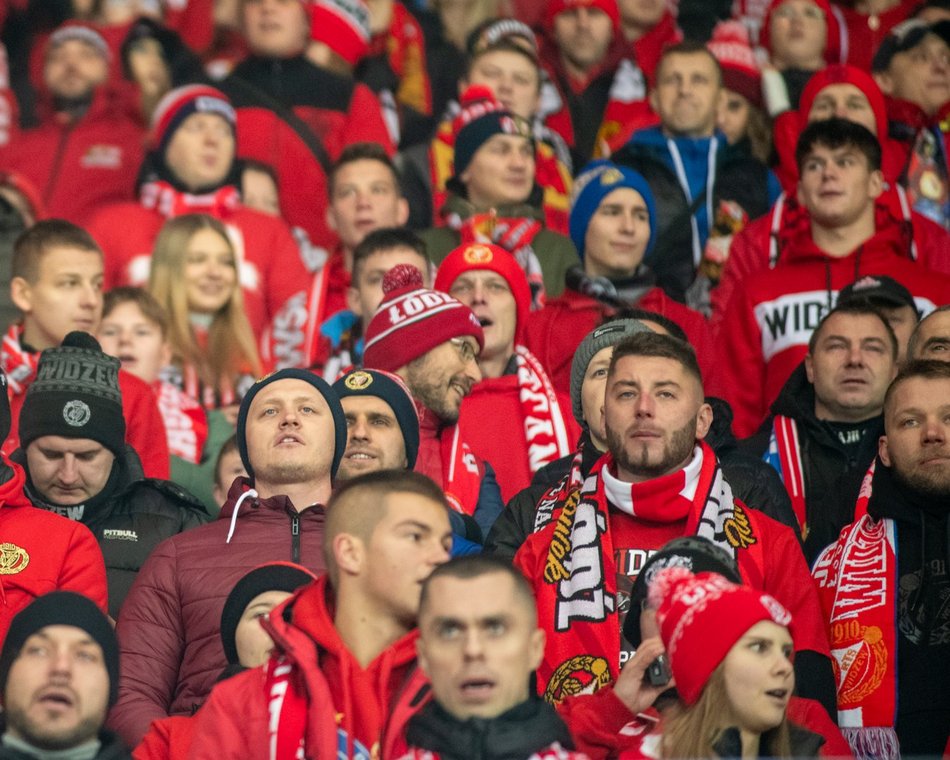 Kibice na meczu Widzew Łódź - Raków Częstochowa