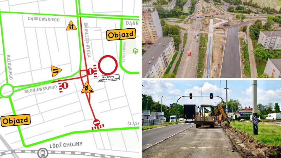 Łódź. Remonty dróg na Górnej w Łodzi nie zwalniają tempa! Kolej na rewolucję na rondzie Broniewskiego