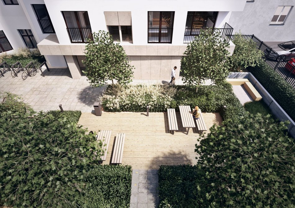 Łódź. Odbudowa zawalonej kamienicy przy Rewolucji w Łodzi. Widać już nowe ściany i piętra