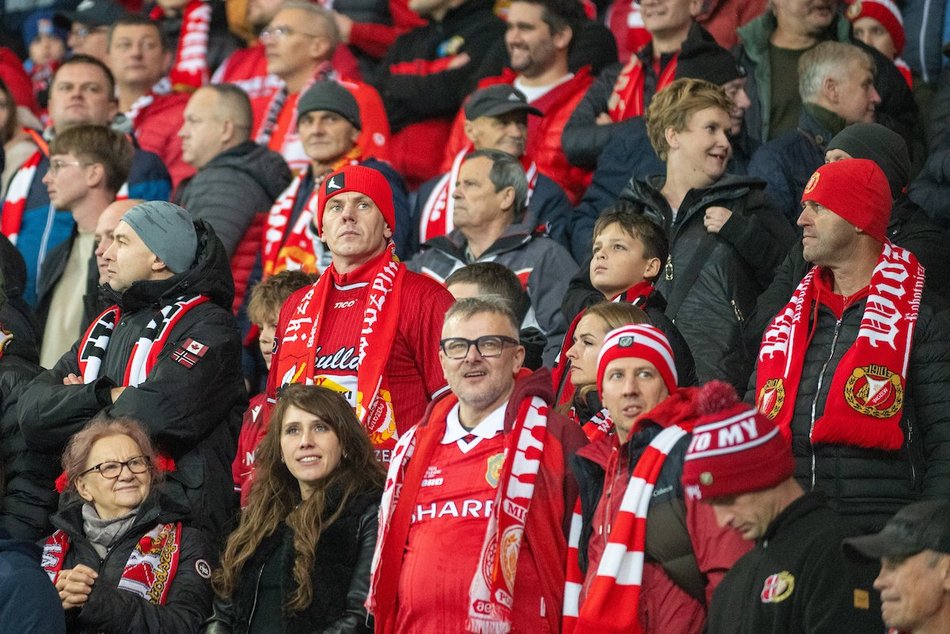 Kibice na meczu Widzewa Łódź z Radomiakiem Radom