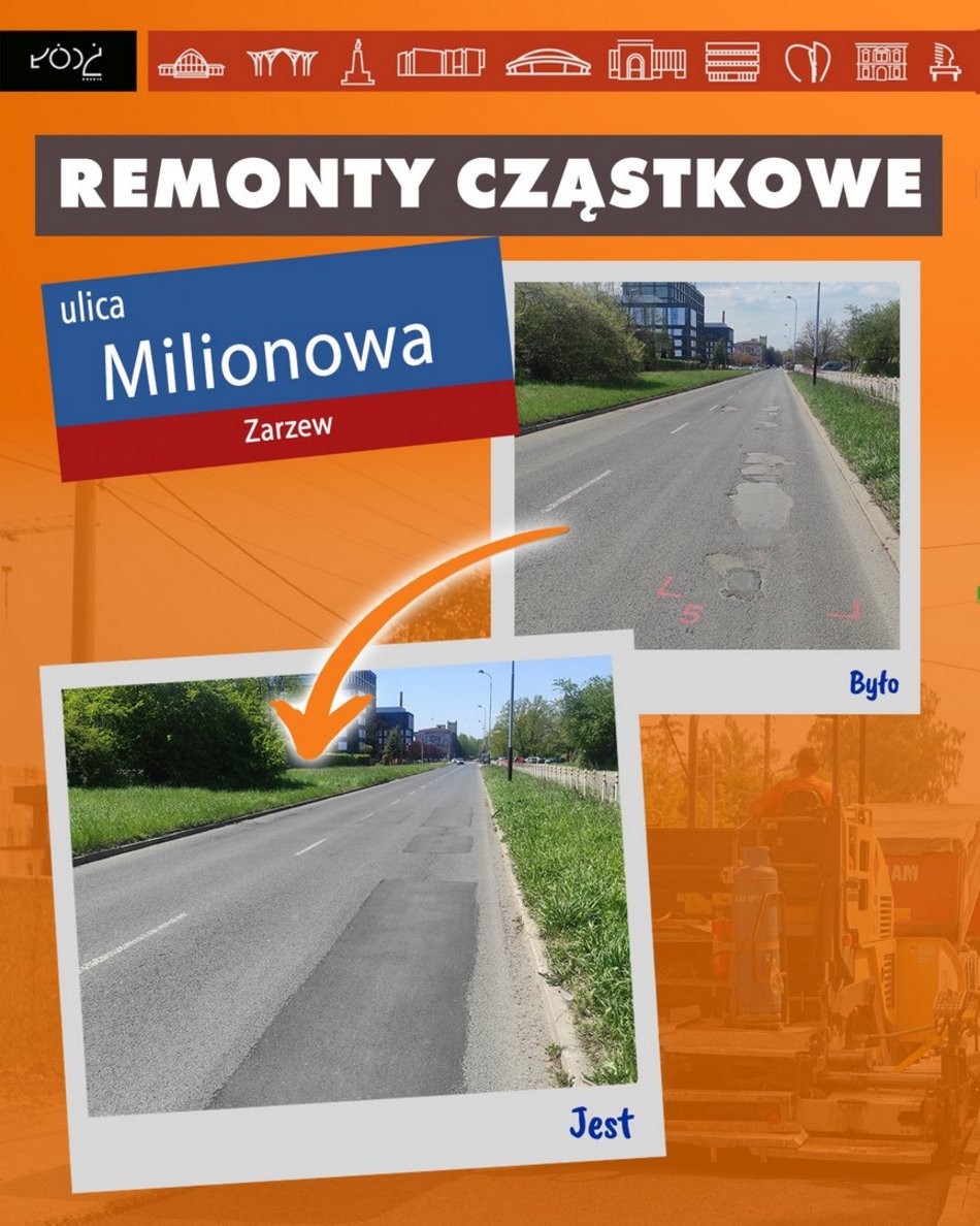 Remont cząstkowy na ulicy Milionowej w Łodzi