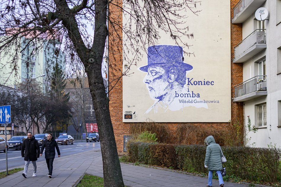 Nowy mural w Łodzi! Witold Gombrowicz uwieczniony na ścianie Centrum Biurowego ZENIT