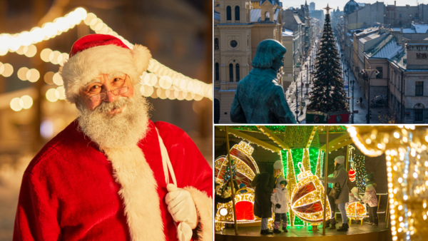 Łódź Piotrkowska choinka iluminacja