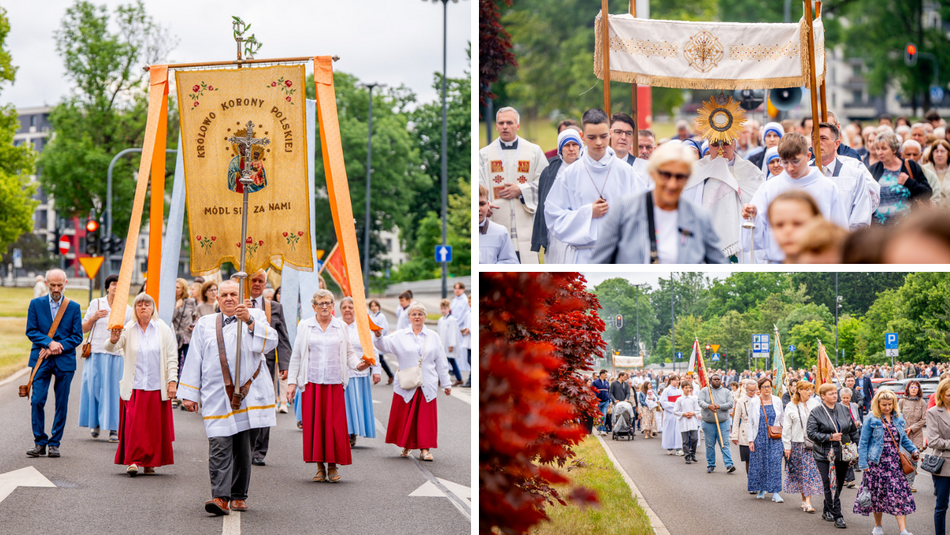 Łódź. Boże Ciało w Łodzi. Procesja z kościoła Matki Boskiej Zwycięskiej przeszła ulicami miasta