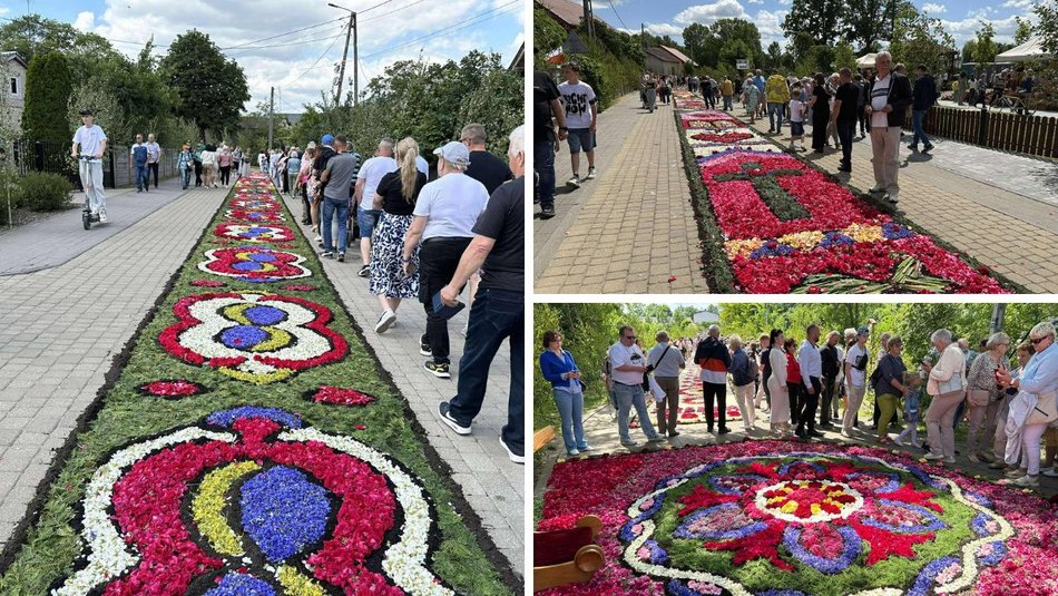 Łódź. Boże Ciało w Łódzkiem. Kwiatowe dywany w Spycimierzu