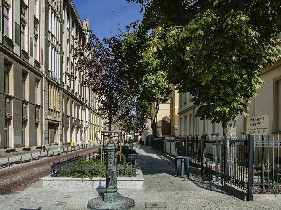 Łódź. Woonerf na ul. Piramowicza w Łodzi