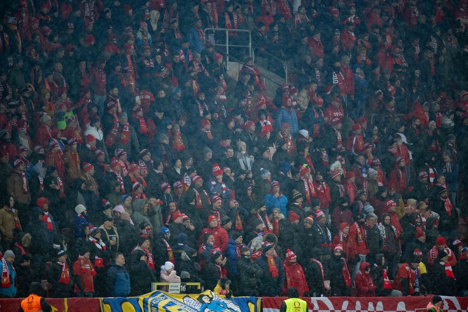Kibice na meczu Widzewa Łódź z Radomiakiem Radom