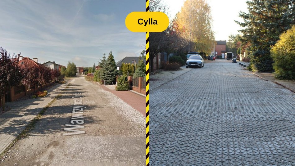 Łódź. Ulica Cylla w Łodzi przed i po remoncie