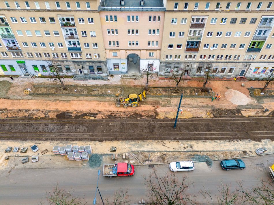 remont ulicy widziany z lotu ptaka