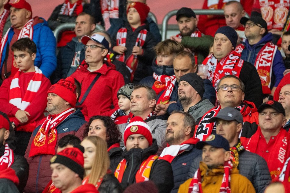 Kibice na meczu Widzewa Łódź z Radomiakiem Radom