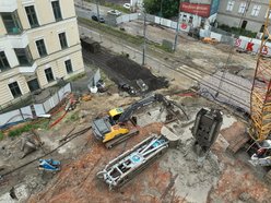 Budowa stacji Łódź Śródmieście przy tunelu pod Łodzią