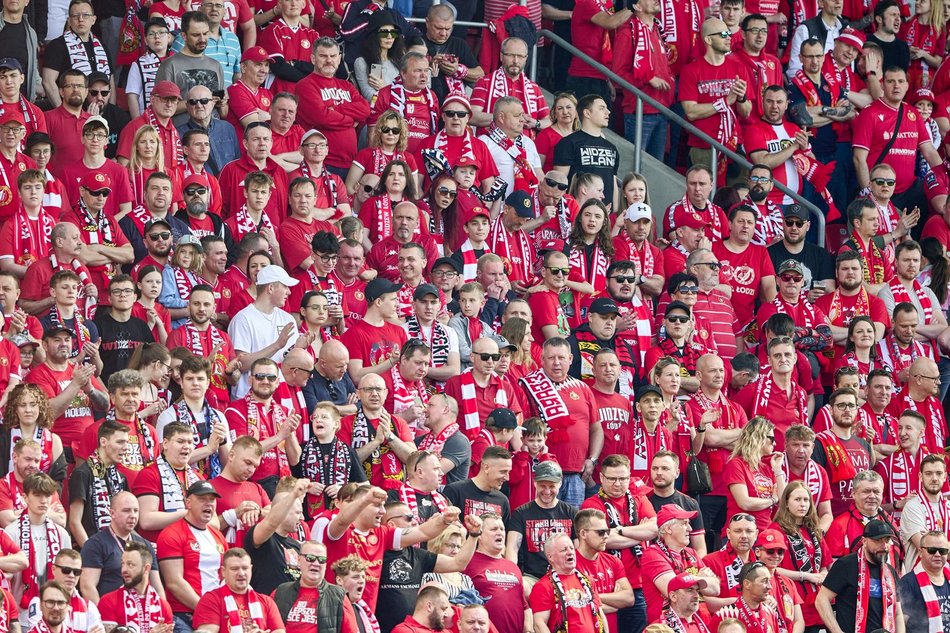 Kibice na meczu Widzewa Łódź