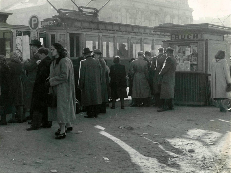 Łódź. Przystanek przy ul. Północnej w Łodzi - lata 1951-1953