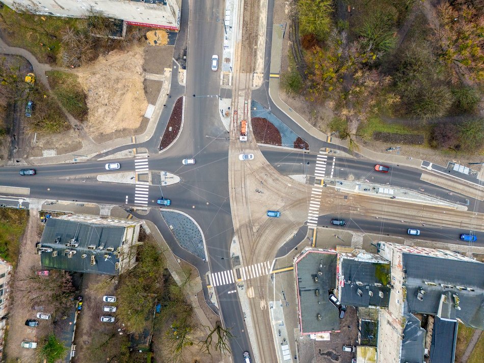 remont ulicy widziany z lotu ptaka