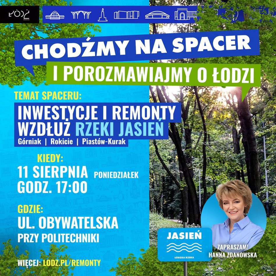Spacer nad rzeką Jasień na Górnej w Łodzi
