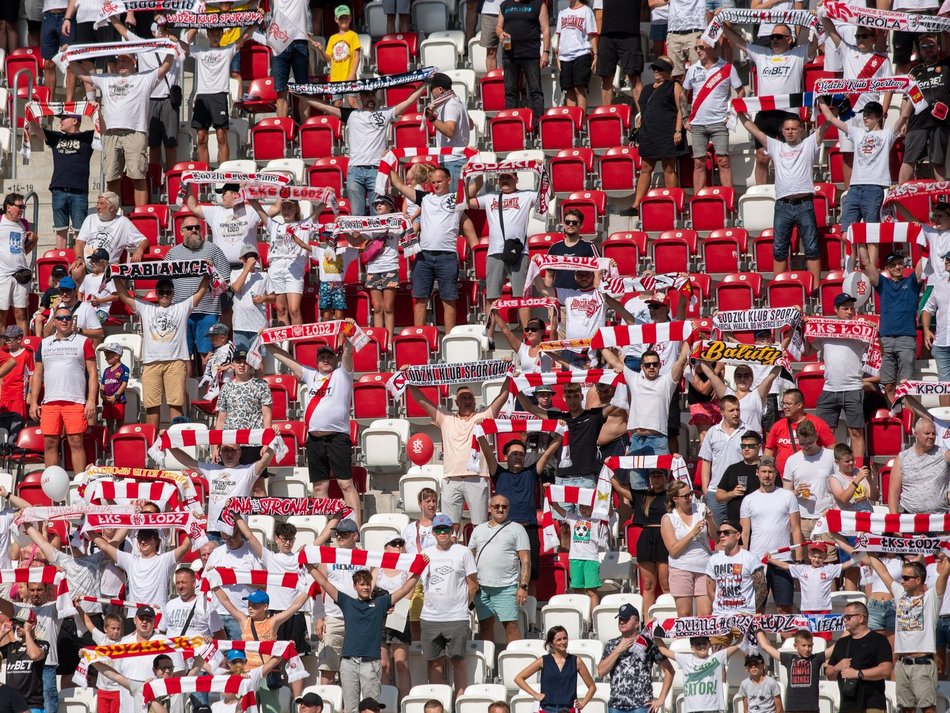 Kibice na meczu ŁKS Łódź - Pogoń Szczecin