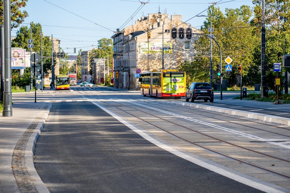 Skrzyżowanie Przybyszewskiego z Kilińskiego otwarte