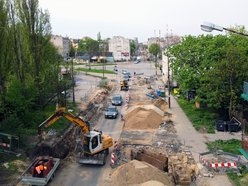 Remont ulicy Przybyszewskiego - zdjęcie z lotu ptaka