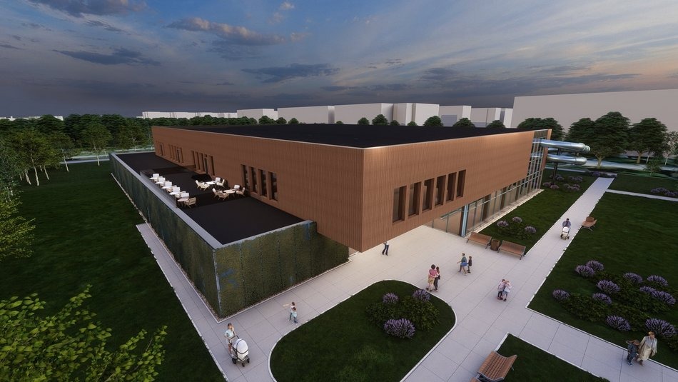 Łódź. Aquapark Widzew w Łodzi w budowie. Prace zgodnie z harmonogramem! - wizualizacja