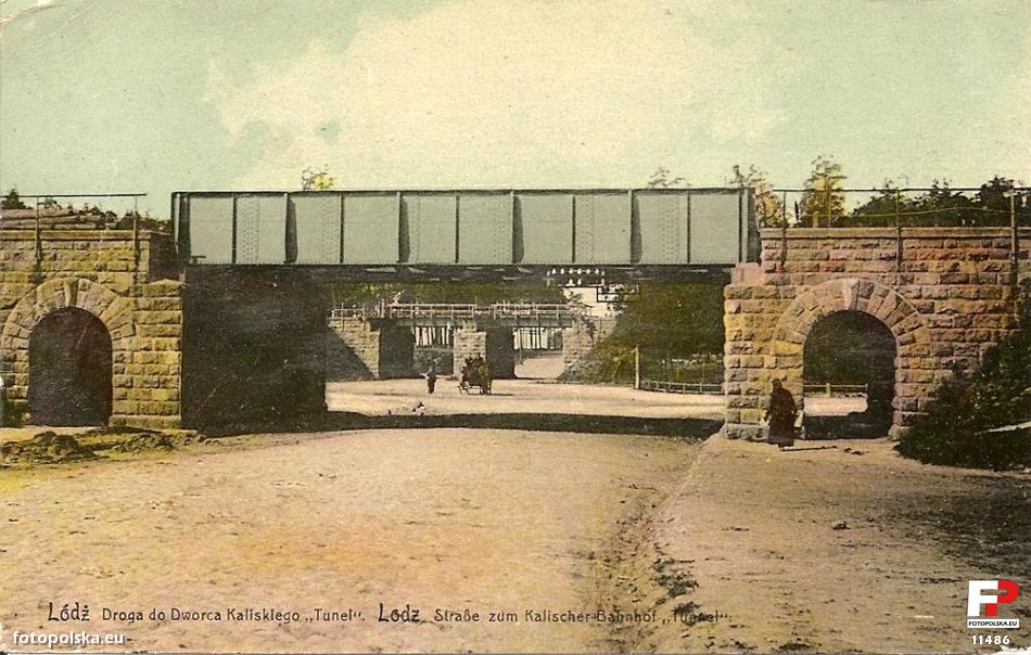 Łódź. Wiadukt wschodni przy dworcu Łódź Kaliska - rok 1910