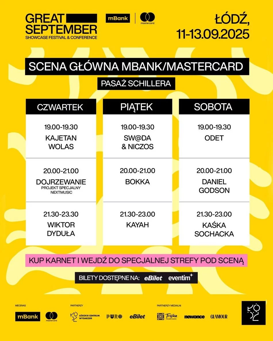 Łódź. Wszystko o Great September 2025 w Łodzi. Artyści, line-up, bilety, miejsca