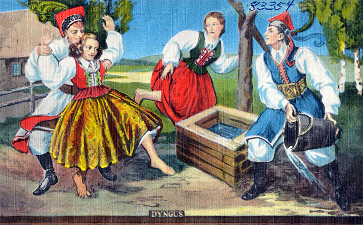 Łódź. Lany Poniedziałek, czyli śmigus-dyngus. Kiedyś były to dwa odrębne zwyczaje